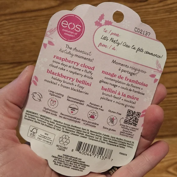 EOS Chapstick Lip Balm Lippies Holiday Raspberry Blackberry - Picture 3 of 3